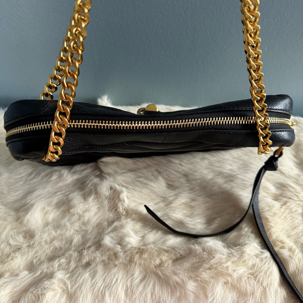 Rebecca Minkoff Edie Antique Brass Zip Leather Shoulder Bag - Picture 6 of 11